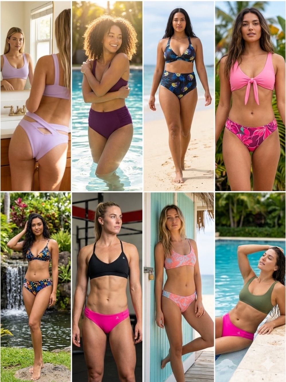 Jolyn Clothing Mixed-Color Bikini Collection — Lilac, Plum, Navy, Pink, Olive